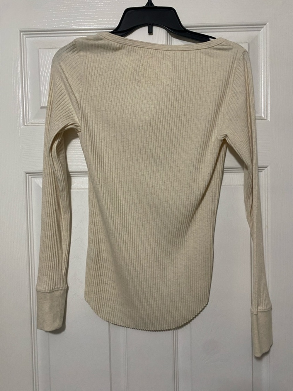 aerie Ribbed Henley Long Sleeve Top - Cream - Picture 5 of 5